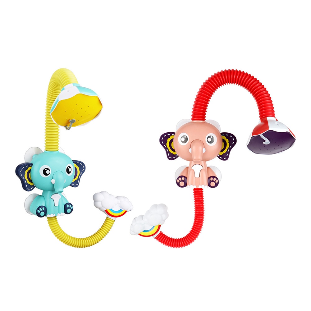 Cute Electric Elephant Water Pump with 360 Degrees Adjusted Hose Baby Bath Shower Head Spout Rinser Kids Shower Toys